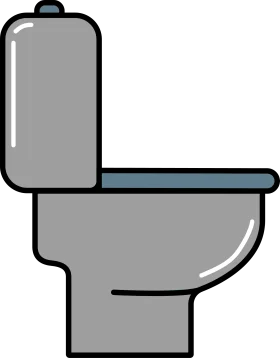 Minimalist Gray and Blue Ceramic Toilet Clipart Illustration Design