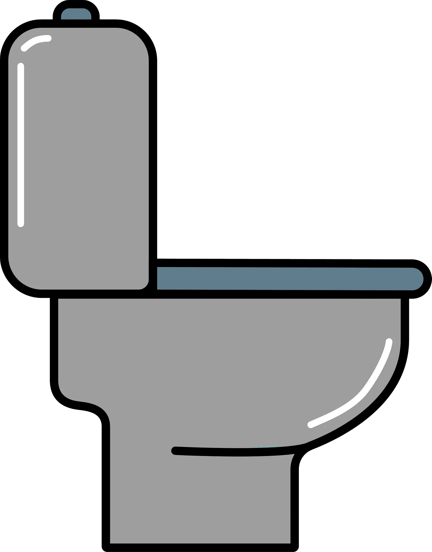 Minimalist Gray and Blue Ceramic Toilet Clipart Illustration Design