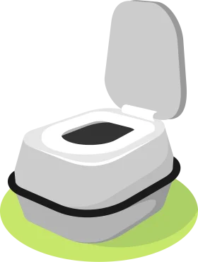 Minimalist Gray and Green Portable Toilet Clipart Design for Bathroom Decor