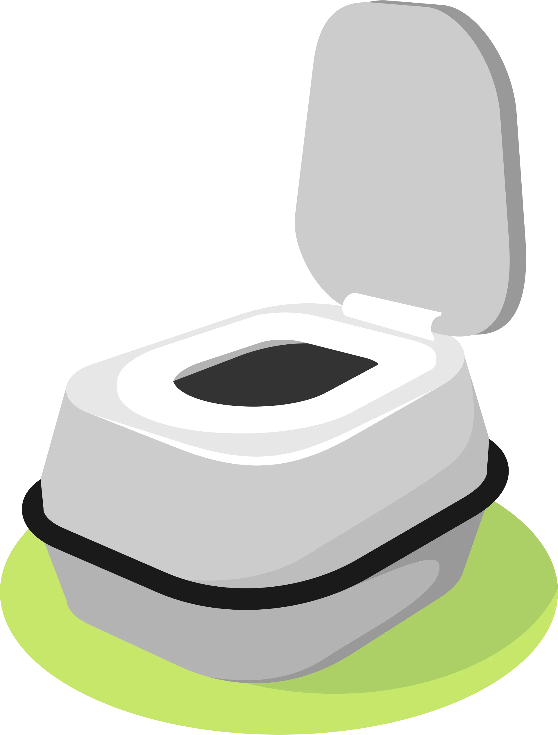 Minimalist Gray and Green Portable Toilet Clipart Design for Bathroom Decor