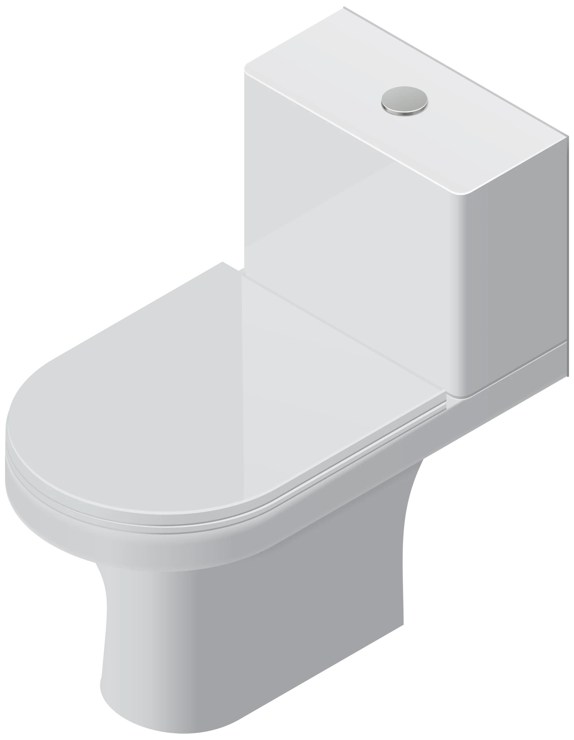 Minimalist Modern Ceramic White One-Piece Toilet Clipart Design