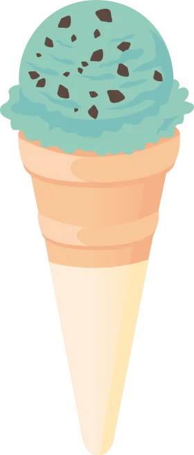 Mint Chocolate Chip Ice Cream Cone Clipart with Soft Pastel Palette