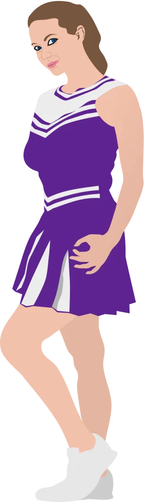 Purple and White Cheerleader Clipart Illustration - Dynamic Pose and Spirited Design