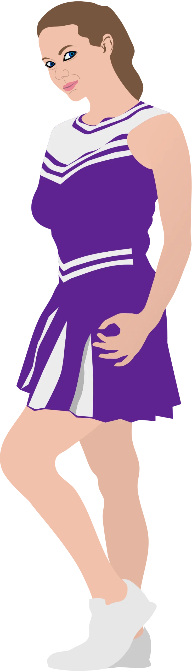 Purple and White Cheerleader Clipart Illustration - Dynamic Pose and Spirited Design