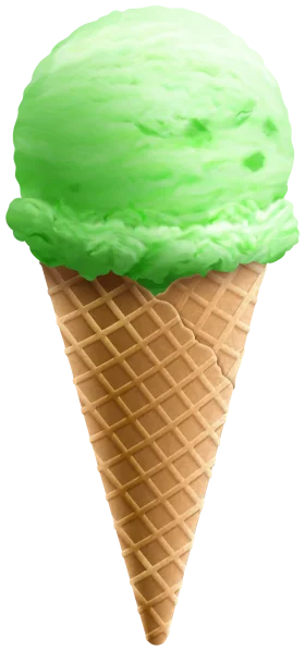 Refreshing Green Mint Ice Cream Scoop in Crisp Waffle Cone Clipart Design
