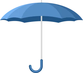 Serene Blue Open Umbrella Clipart with Curved Handle Design