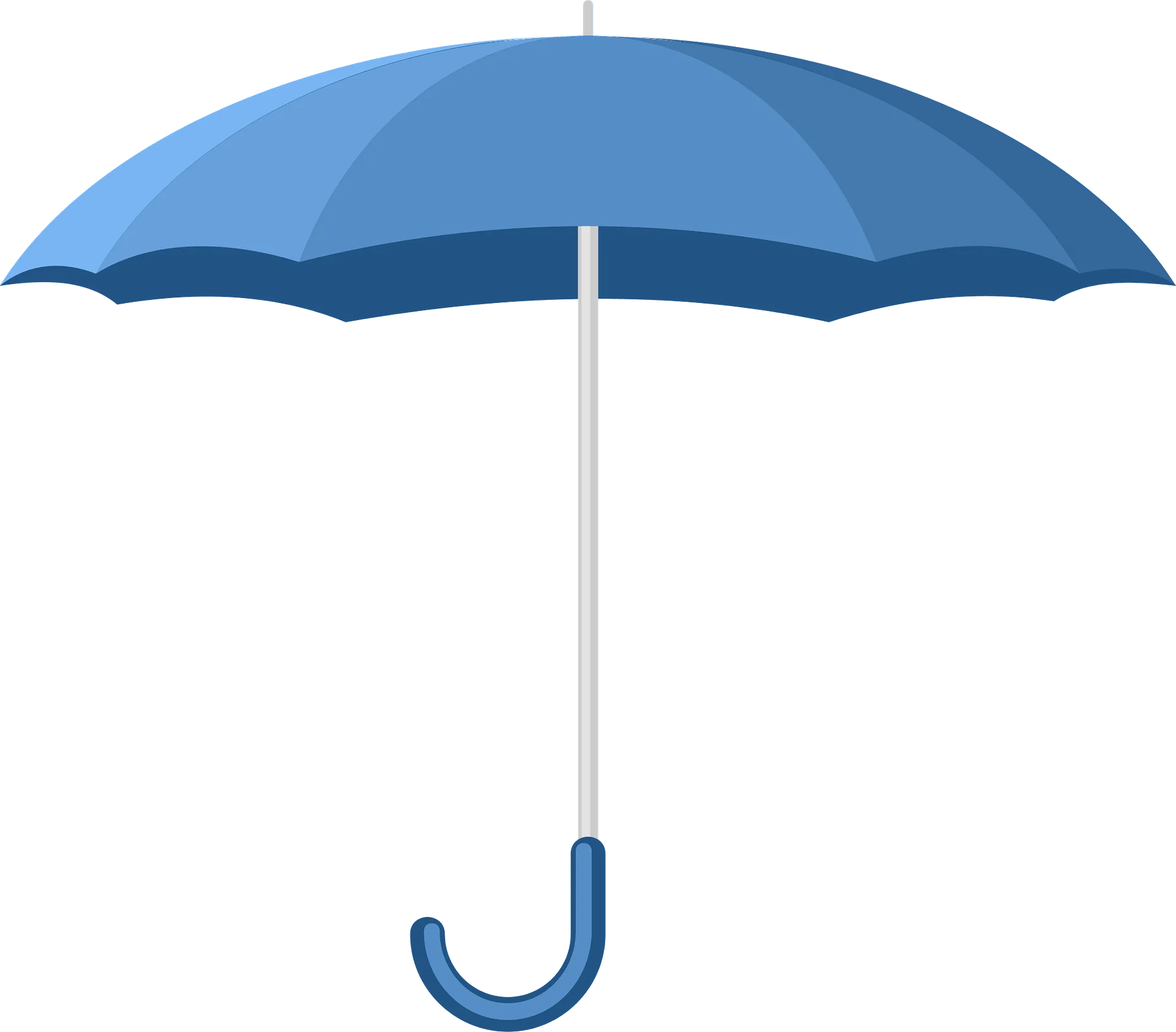 Serene Blue Open Umbrella Clipart with Curved Handle Design