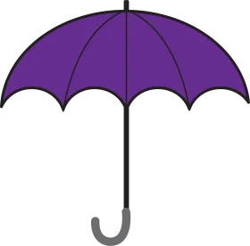 Sleek Purple Open Umbrella Clipart Design with Elegant Curved Panels