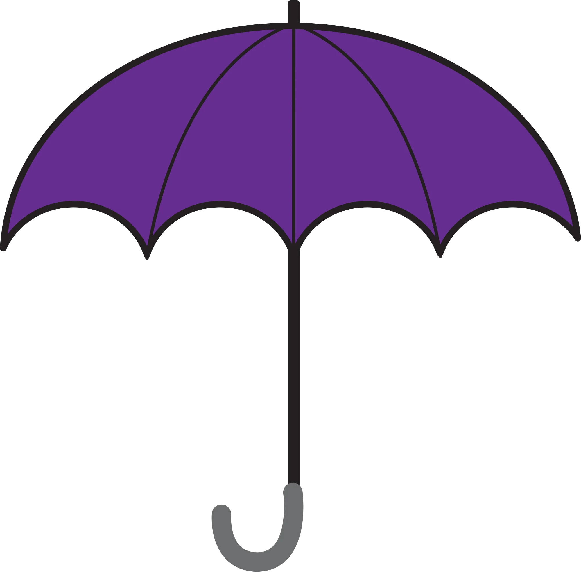 Sleek Purple Open Umbrella Clipart Design with Elegant Curved Panels