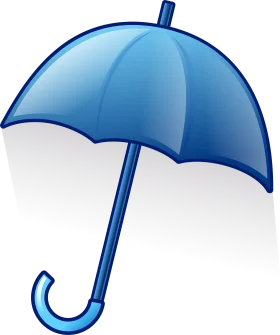 Stylish Blue Curved Handle Open Umbrella Vector Clipart Design Element