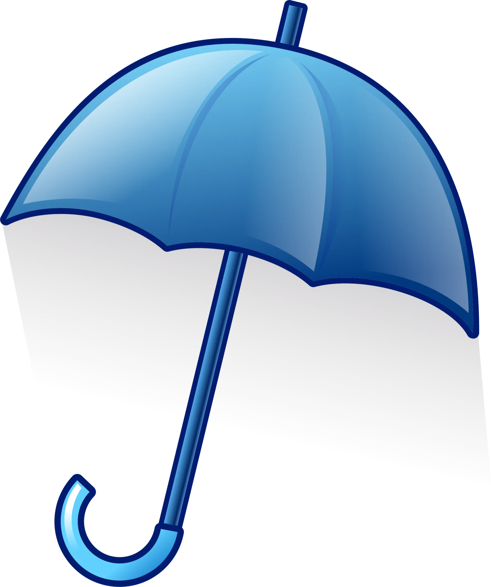 Stylish Blue Curved Handle Open Umbrella Vector Clipart Design Element
