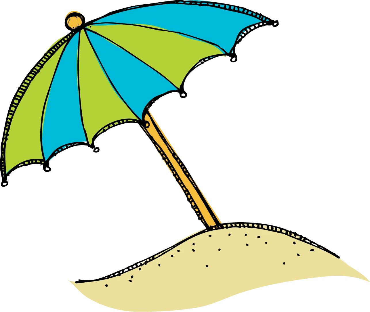 Summer Beach Umbrella Clipart: Sunny Day Relaxation Graphic Design Element
