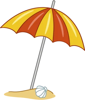 Sunny Beach Day Umbrella Clipart: Protecting Against Warm Summer Rays