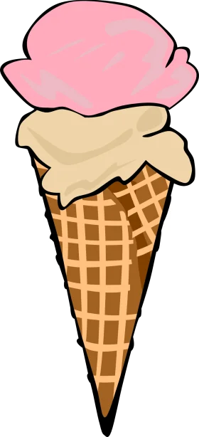 Sweet Summer Delight: Pastel Pink and Cream Ice Cream Cone Clipart Design