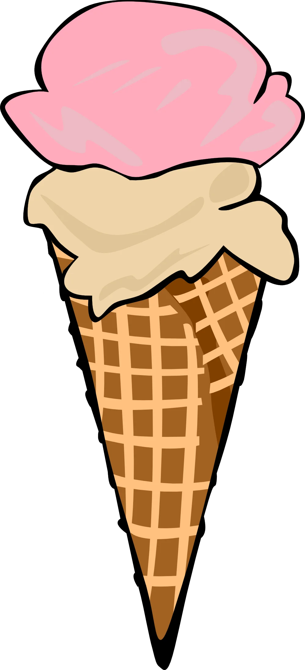 Sweet Summer Delight: Pastel Pink and Cream Ice Cream Cone Clipart Design