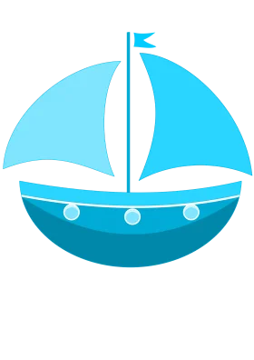 Charming Blue Sailboat Clipart: Nautical Adventure on Serene Waters