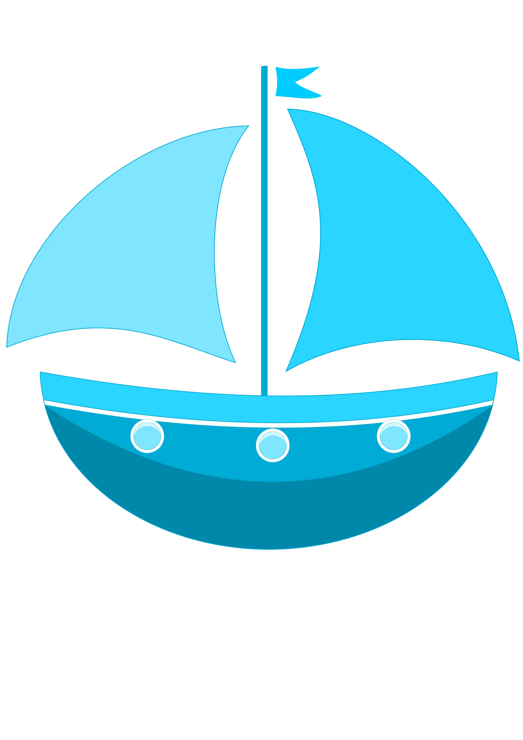 Charming Blue Sailboat Clipart: Nautical Adventure on Serene Waters