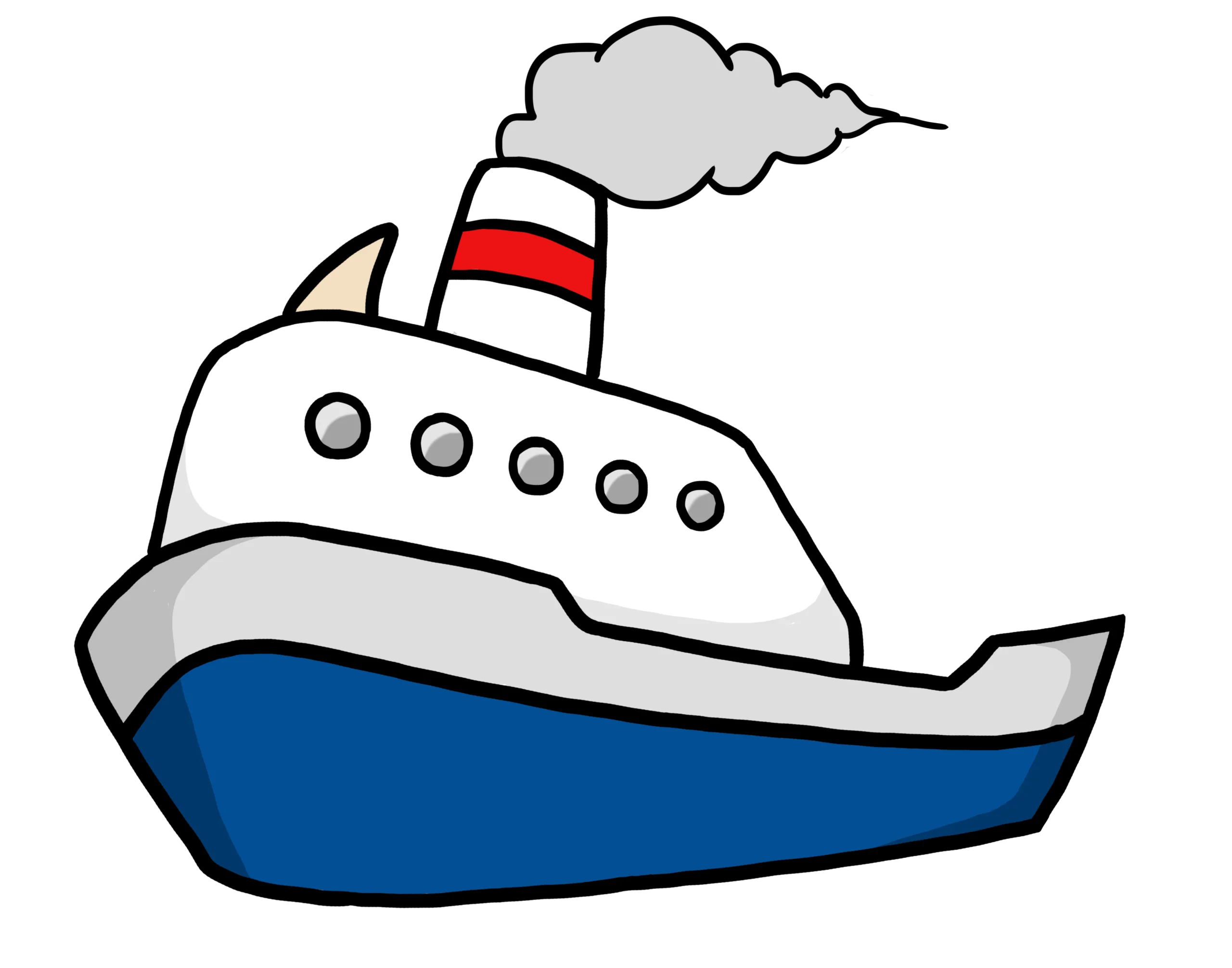 Charming Maritime Voyage: Adorable Passenger Cruise Ship Clipart Illustration