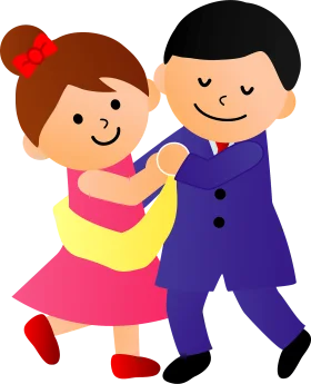 Cheerful Children Ballroom Dancing Clipart Illustration for Kids