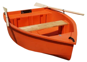 Classic Bright Orange Wooden Rowing Boat Clipart Design