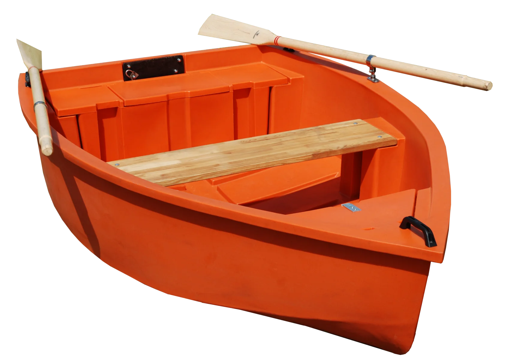 Classic Bright Orange Wooden Rowing Boat Clipart Design