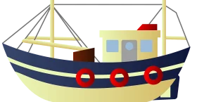 Classic Marine Vessel Clipart Illustration - Traditional Fishing Boat Design