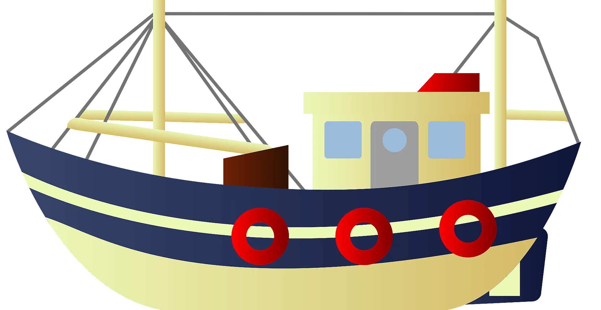 Classic Marine Vessel Clipart Illustration - Traditional Fishing Boat Design