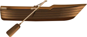 Classic Wooden Rowing Boat Clipart with Elegant Wooden Oar Illustration