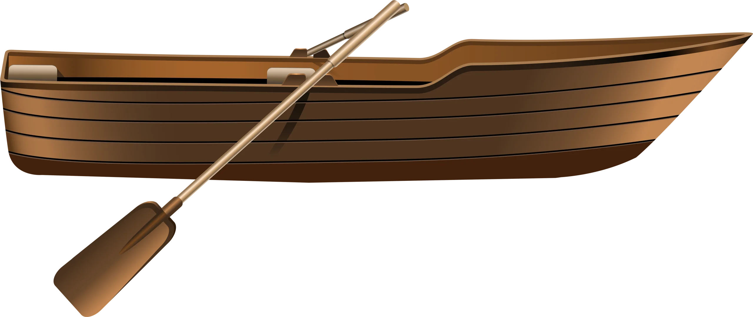 Classic Wooden Rowing Boat Clipart with Elegant Wooden Oar Illustration
