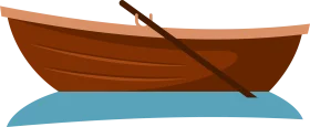 Classic Wooden Rowing Boat Clipart with Simplistic Design and Smooth Lines