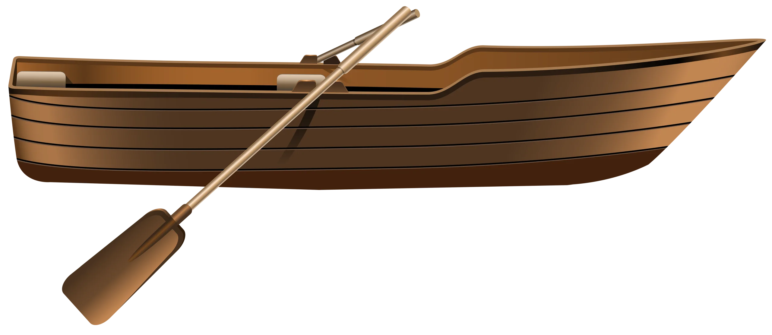 Classic Wooden Rowing Boat with Paddle Nautical Clipart Illustration