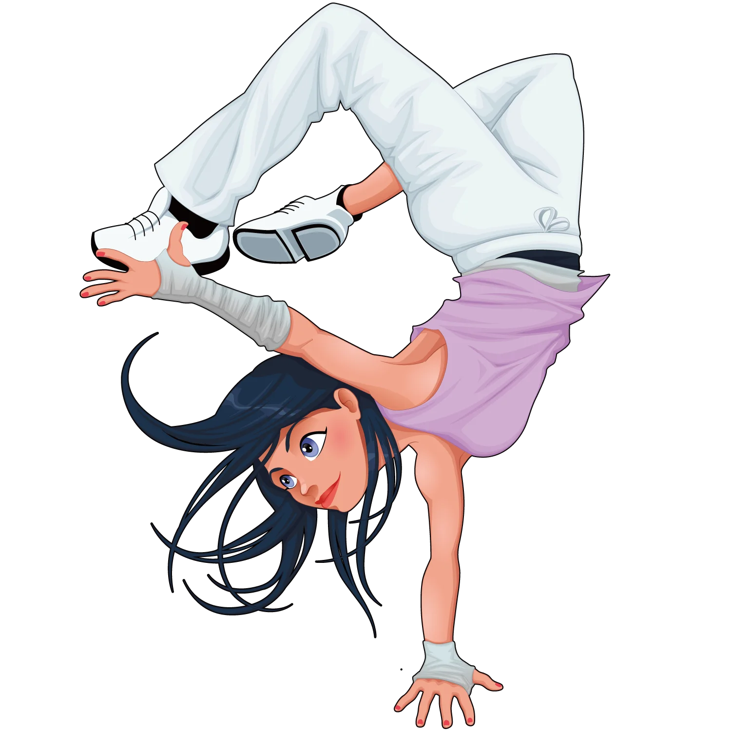 Dynamic Breakdance Clipart: Energetic Urban Street Dance Performer Pose