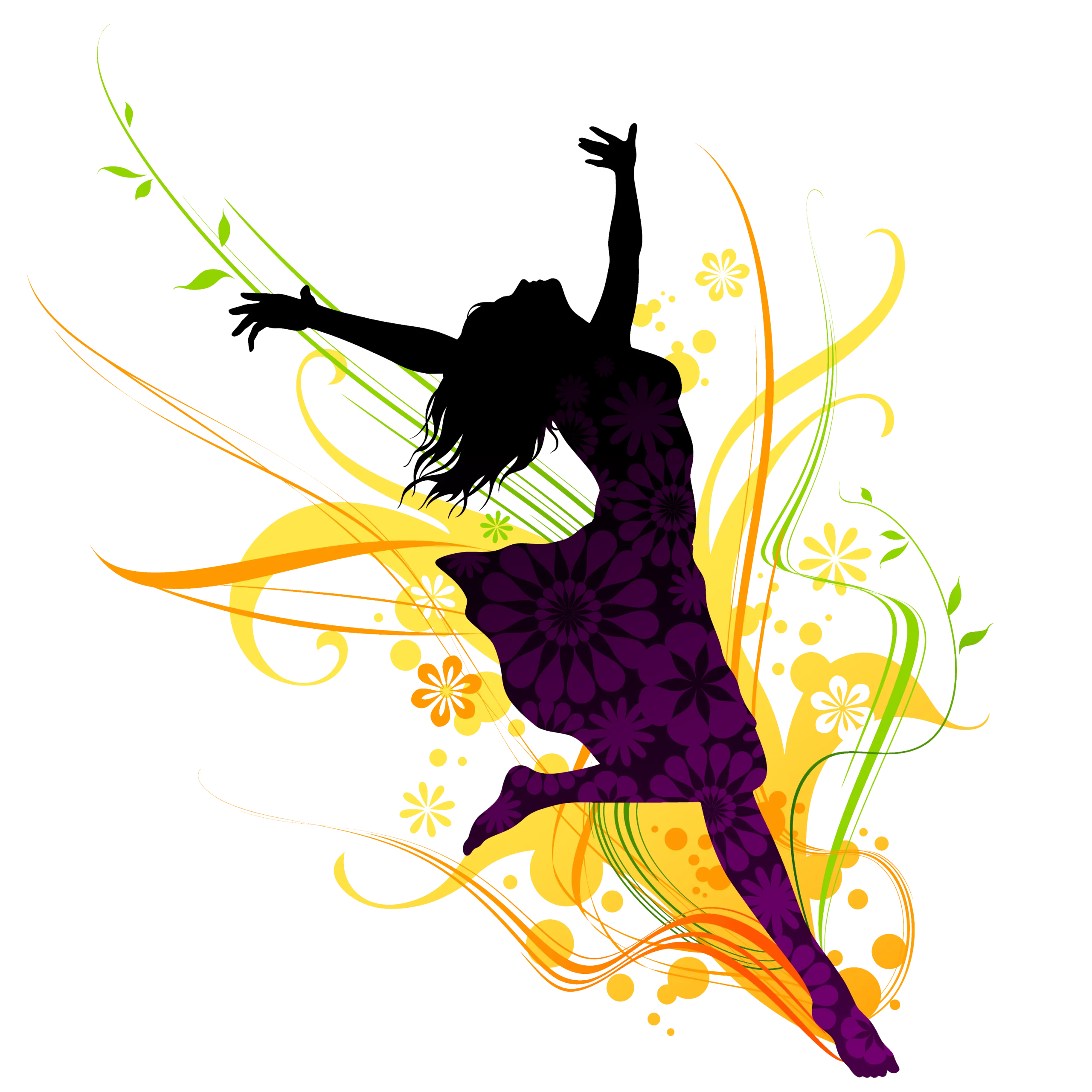 Dynamic Dance Silhouette Clipart - Expressive Movement and Flowing Energy