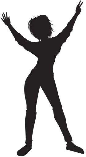 Dynamic Silhouette Dance Clipart - Energetic Movement Pose Illustration