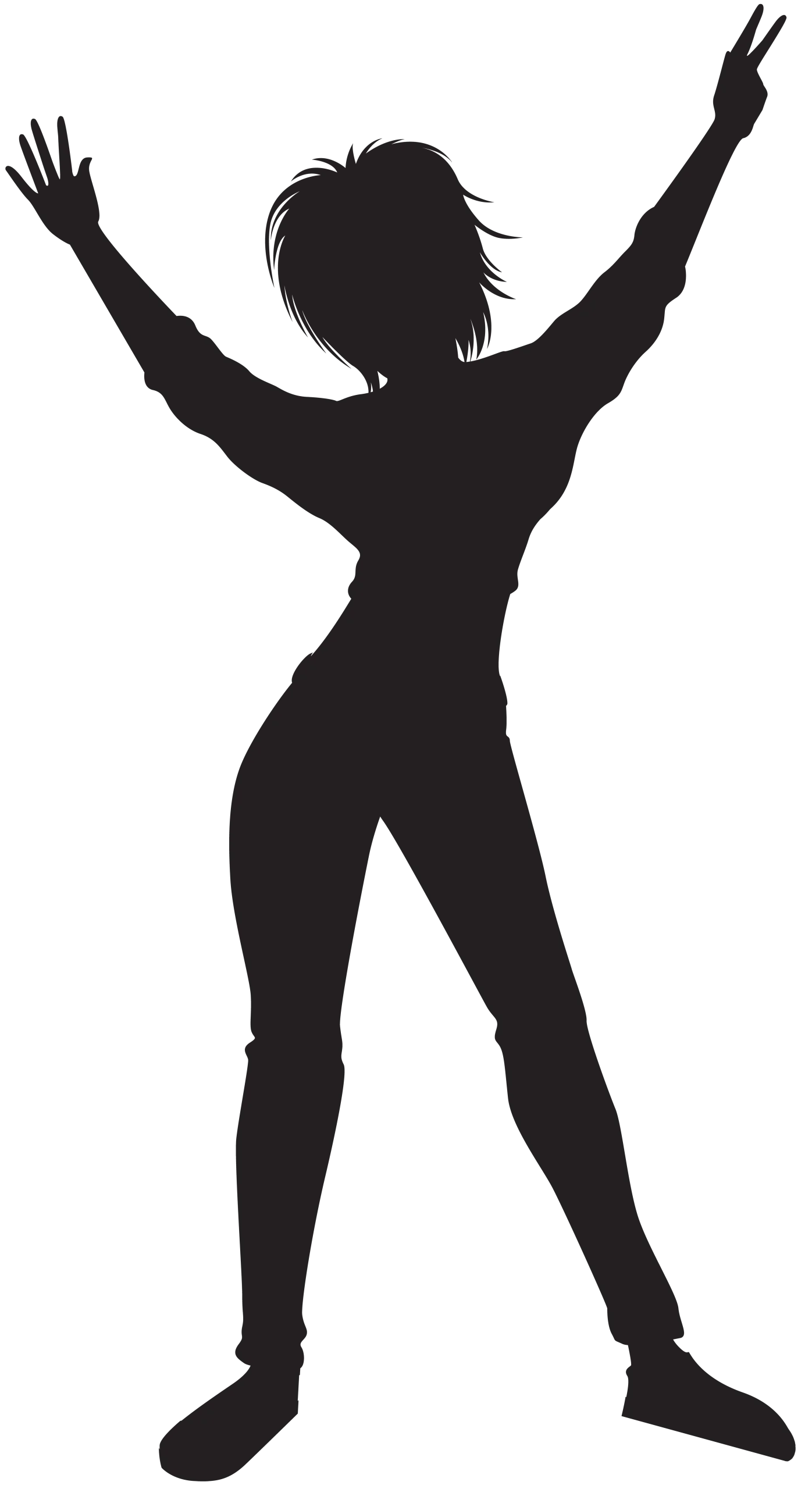Dynamic Silhouette Dance Clipart - Energetic Movement Pose Illustration