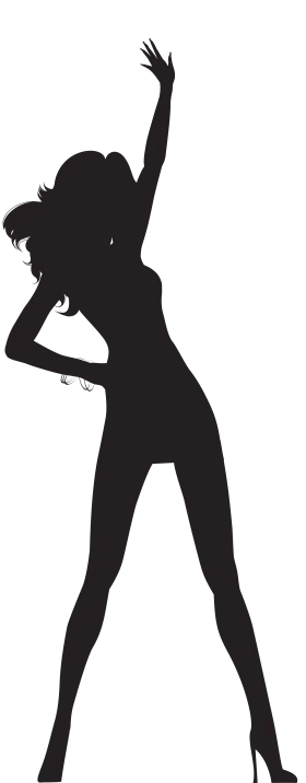 Dynamic Silhouette of Elegant Female Dance Pose Artistic Clipart Design