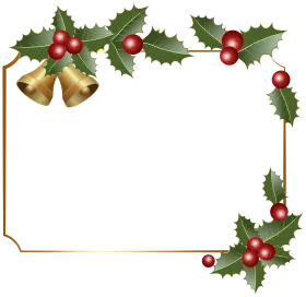 Elegant Christmas Holly and Golden Bells Festive Border Clipart Design