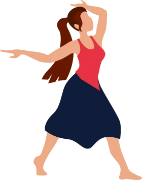 Elegant Contemporary Dance Pose Stylized Female Dancer Clipart Illustration