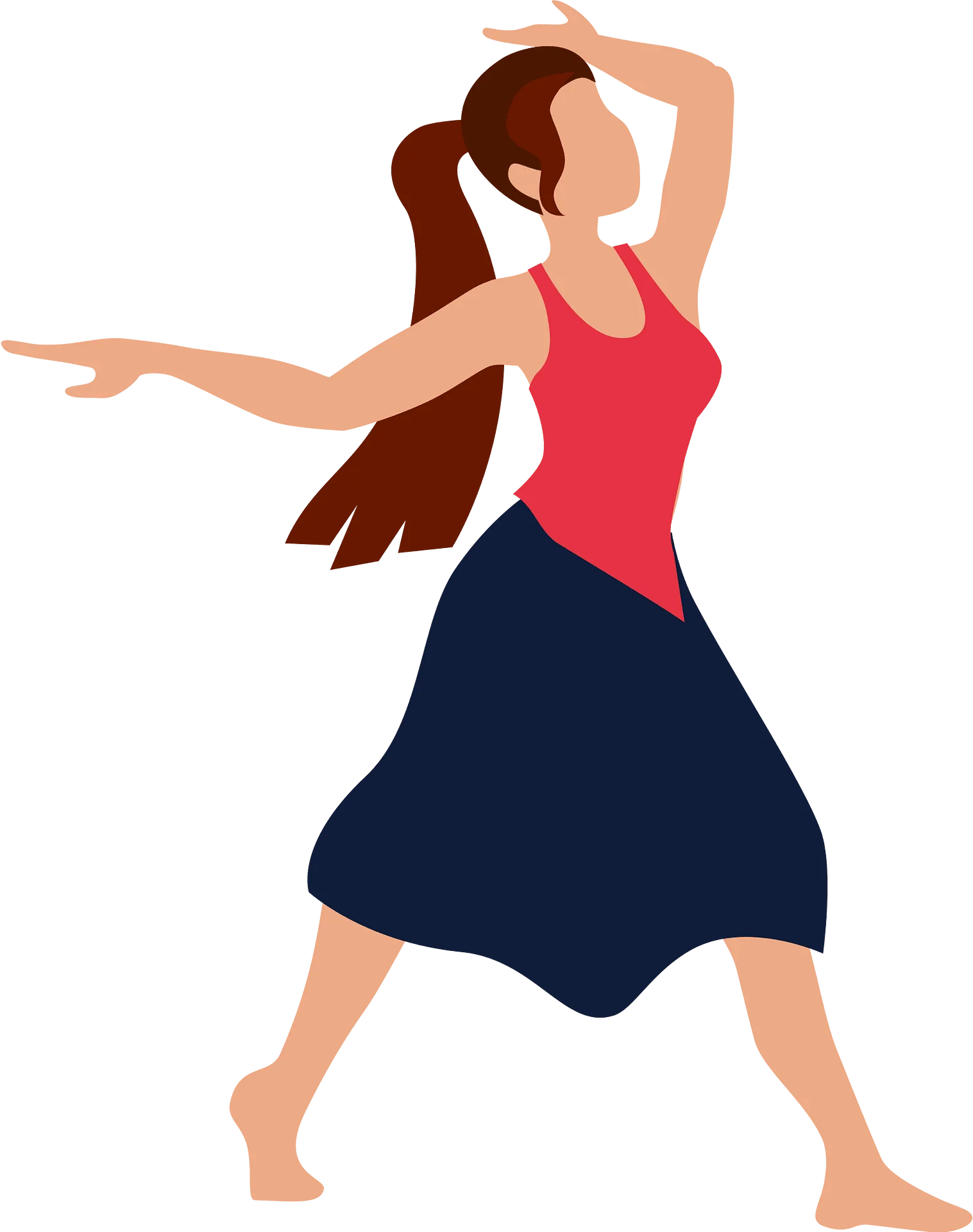 Elegant Contemporary Dance Pose Stylized Female Dancer Clipart Illustration