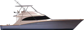 Elegant Sportfishing Yacht Clipart with Sleek Nautical Design and High Overhead Structure