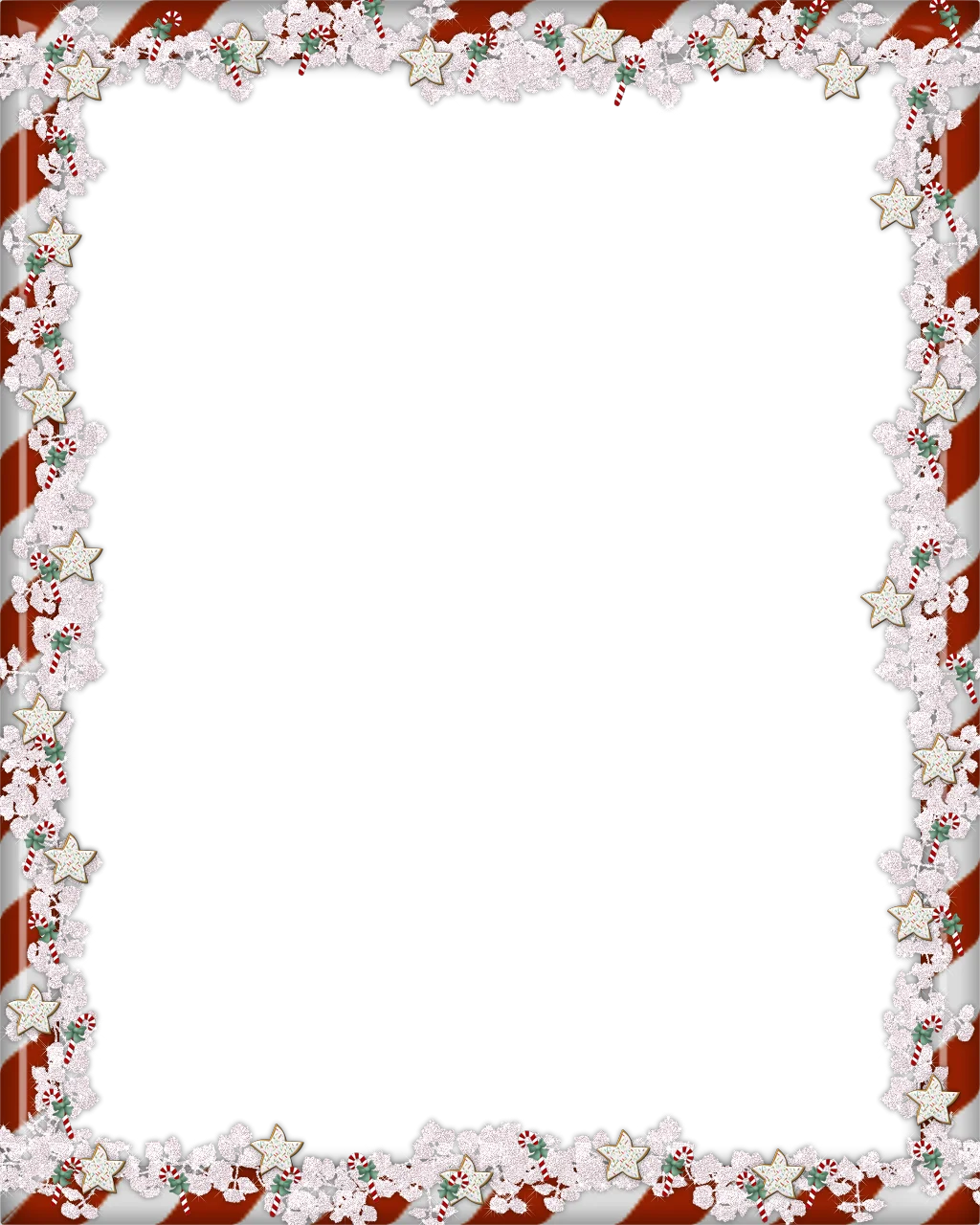 Enchanting Christmas Border Clipart with Delicate Snowflakes and Festive Red Accents
