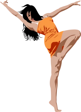 Energetic Dance Clipart Featuring Dynamic Modern Choreography Pose