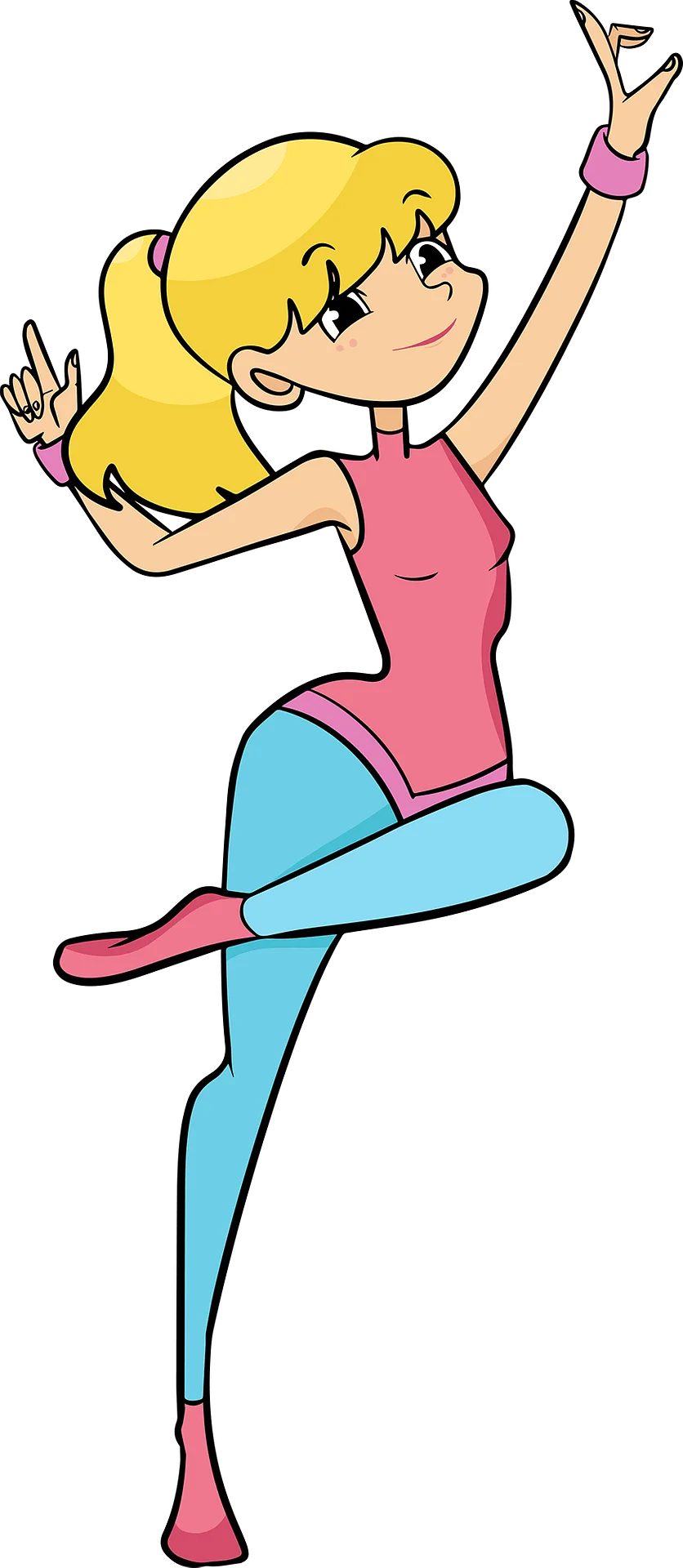 Energetic Dance Pose Clipart: Female Dancer in Dynamic Movement