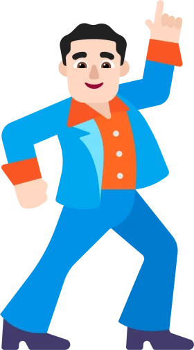 Energetic Disco Dancer in Retro Blue and Orange Clipart Style