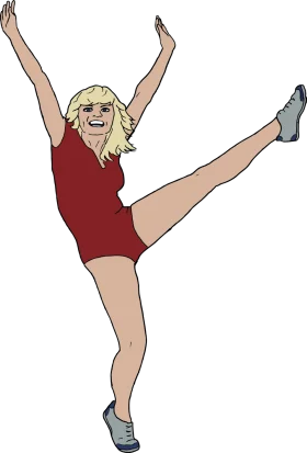 Enthusiastic Dance Clipart Featuring Dynamic Female Dancer in High-Energy Pose