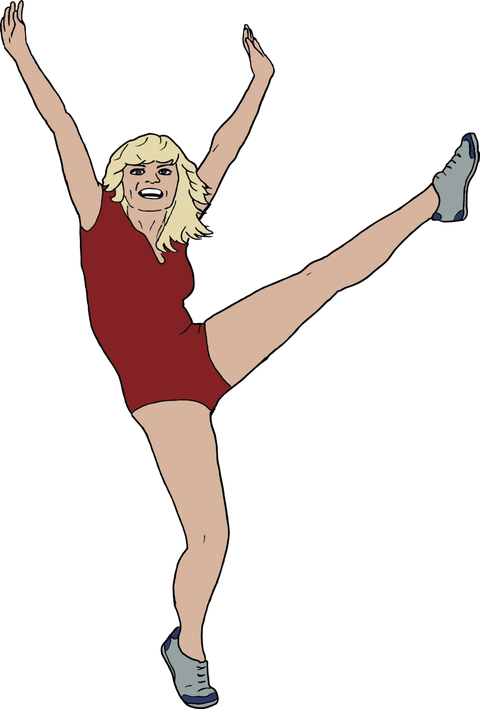 Enthusiastic Dance Clipart Featuring Dynamic Female Dancer in High-Energy Pose