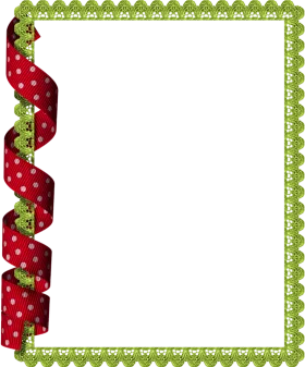 Festive Christmas Border Clipart with Elegant Ribbon and Scalloped Green Frame