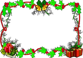 Festive Christmas Border Clipart with Holly, Ribbons, and Gift Boxes