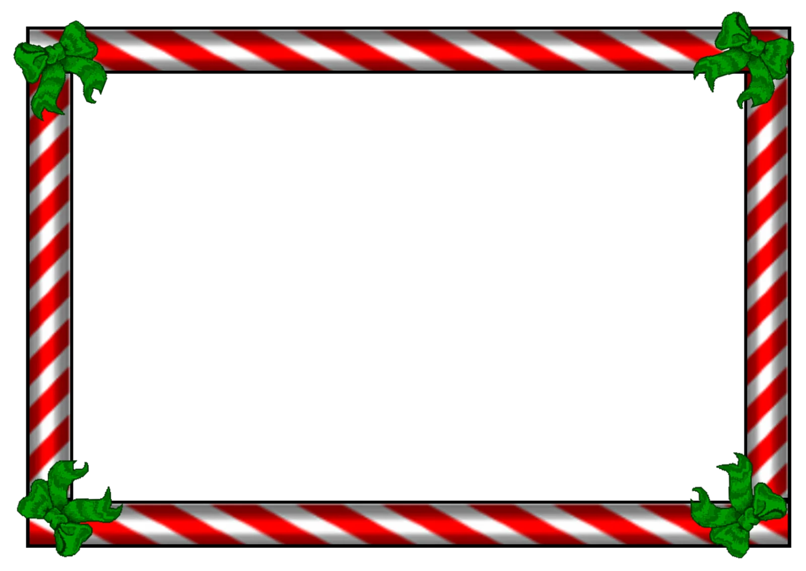 Festive Christmas Border Clipart with Red and White Candy Cane Stripes and Holly Leaves