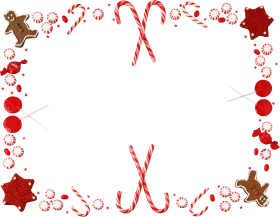 Festive Christmas Candy Cane and Gingerbread Border Clipart Design